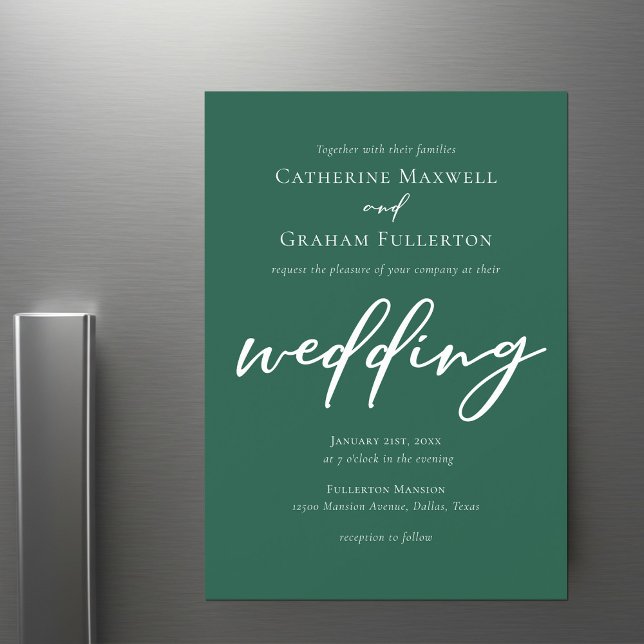 Invitation Magnétique Mariage de la forêt blanche Emerald Green (Créateur téléchargé)