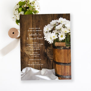 Invitation Magnétique Mariage de la gamme Bois Bucket and White Daisy