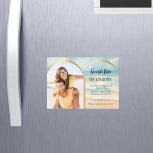 Invitation Magnétique Mariage de la plage d'arc de photo Save the dage a