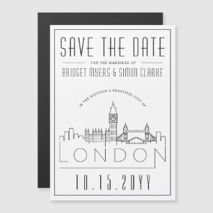 Invitation Magnétique Mariage de Londres   Skyline stylisée Enregistrer 