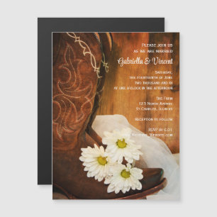 Invitation Magnétique Mariage de l'Ouest des marguerites blanches et des