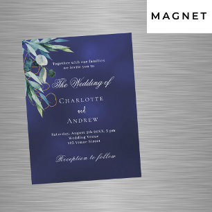 Invitation Magnétique Mariage de luxe bleu marine
