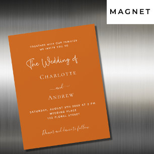 Invitation Magnétique Mariage de luxe de script orange brûlé