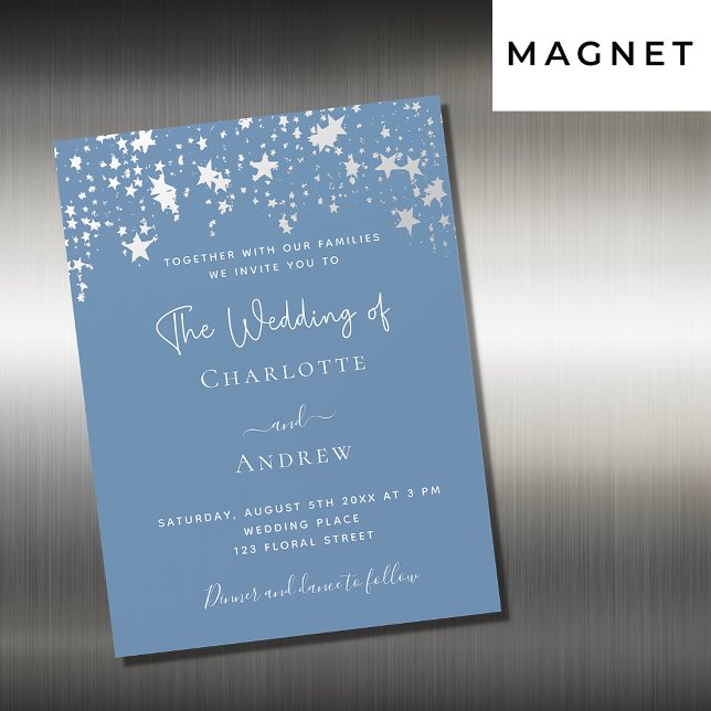 Invitation Magnétique Mariage de luxe élégant et bleu poussiéreux (Créateur téléchargé)