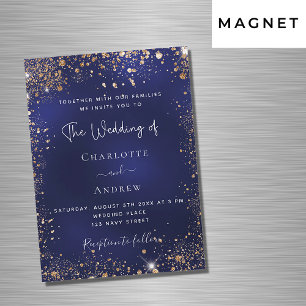Invitation Magnétique Mariage de luxe parties scintillant en or bleu mar