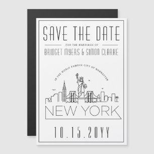 Invitation Magnétique Mariage de New York   Skyline stylisée Enregistrer