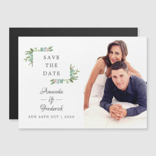 Invitation Magnétique Mariage de Noël à l'aquarelle Enregistrez la date