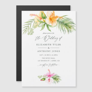 Invitation Magnétique Mariage de plage floral tropical à l'aquarelle