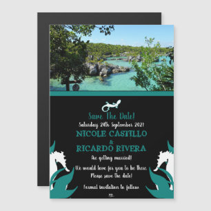 Invitation Magnétique Mariage de plage tropicale Magnétique Sauvez les d