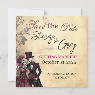 Invitation Magnétique Mariage de squelette gothique rustique
