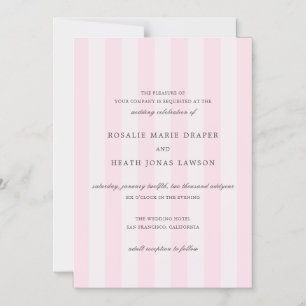 Invitation Magnétique Mariage élégant aux rayures roses modernes