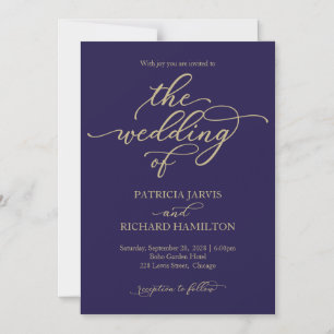 Invitation Magnétique Mariage élégant bleu marine