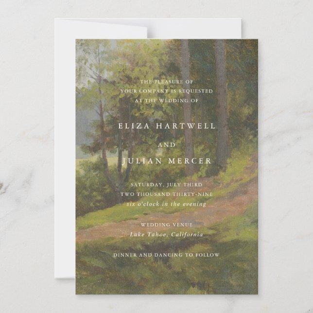 Invitation Magnétique Mariage Élégant en Forêt Rustique (Recto)