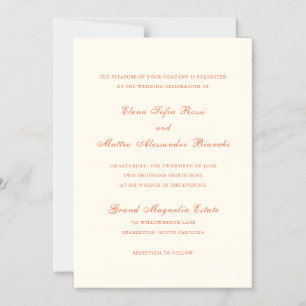 Invitation Magnétique Mariage Élégant Moderne Classique Terracotta
