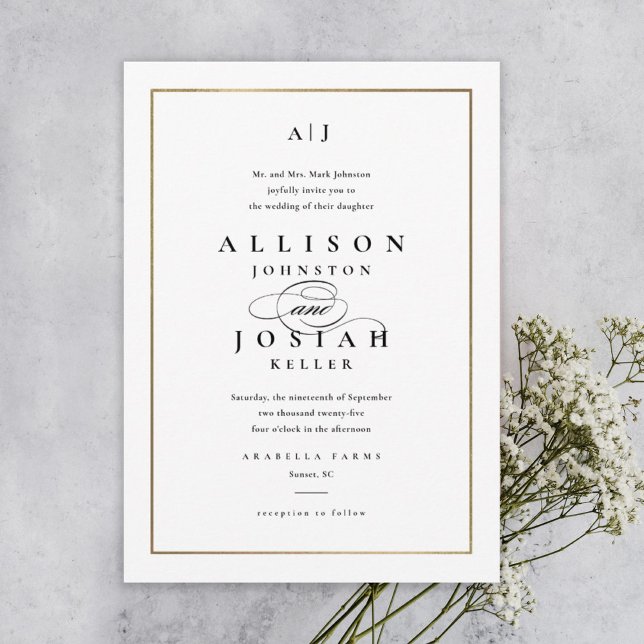 Invitation Magnétique Mariage Élégant Monogramme Or (Créateur téléchargé)