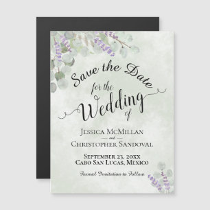 Invitation Magnétique Mariage Enregistrer la date Eucalyptus & Lavender 
