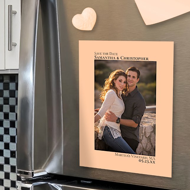 Invitation Magnétique Mariage Enregistrer la date Vertical Photo Coral P (Créateur téléchargé)