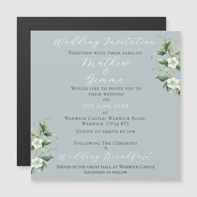 Invitation Magnétique Mariage Eucalyptus moderne (Devant / Derrière)