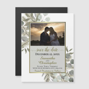 Invitation Magnétique Mariage Eucalyptus Pin Enregistrer la date Photo G