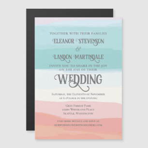 Invitation Magnétique Mariage extérieur turquoise Peach Watercolor Sunse