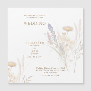 Invitation Magnétique Mariage Floral Carré d'Automne