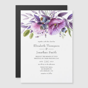 Invitation Magnétique Mariage floral violet