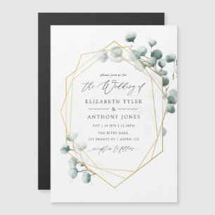 Invitation Magnétique Mariage géométrique à l'aquarelle Eucalyptus