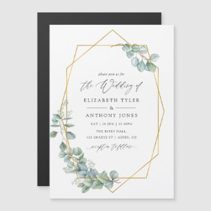 Invitation Magnétique Mariage géométrique à l'aquarelle Eucalyptus