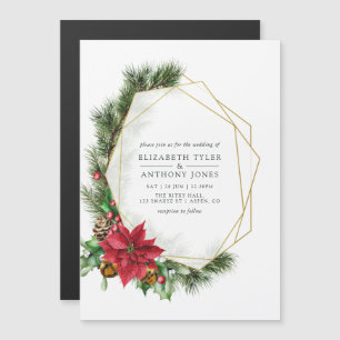 Invitation Magnétique Mariage géométrique floral aquarelle de Noël