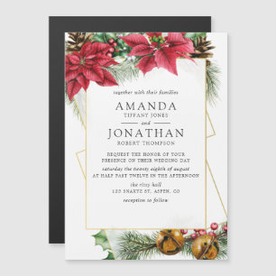 Invitation Magnétique Mariage géométrique floral aquarelle de Noël
