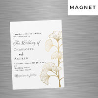 Mariage ginkgo feuille écriture or blanc luxe