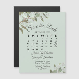 Invitation Magnétique Mariage Green Enregistrer la date Calendrier Monna