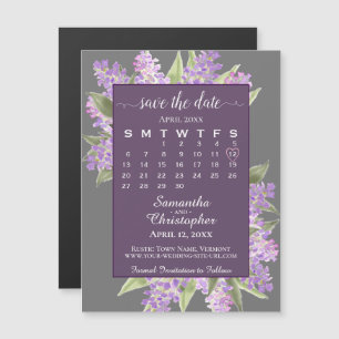 Invitation Magnétique Mariage Lilacs rustique Enregistrer le calendrier 