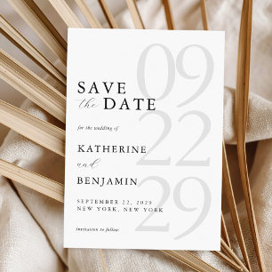 Invitation Magnétique Mariage minimaliste blanc moderne Sauvez la date