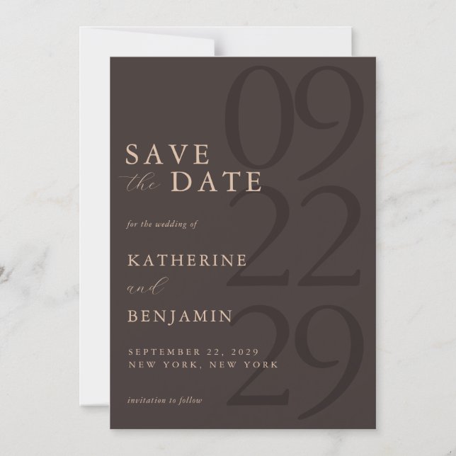 Invitation Magnétique Mariage Minimaliste Marron Moderne (Recto)