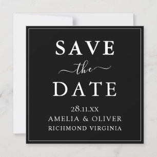 Invitation Magnétique Mariage Minimaliste Noir Intemporel Enregistrer La