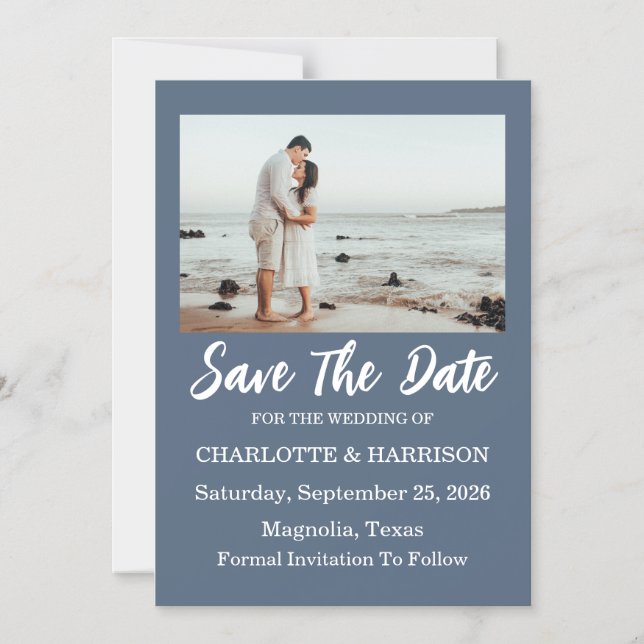 Invitation Magnétique Mariage moderne à l'aquarelle paysage côtier (Recto)
