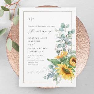Invitation Magnétique Mariage moderne de tournesol Eucalyptus
