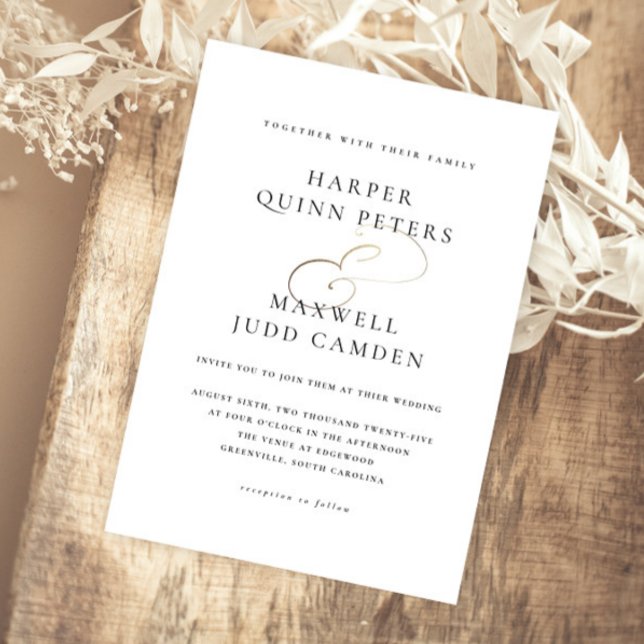 Invitation Magnétique Mariage noir et blanc moderne (Elegant typography gold script calligraphy magnetic wedding invitations.)