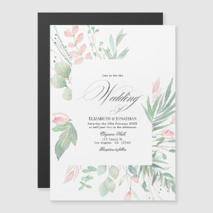 Invitation Magnétique Mariage Pastel Rose et Verdure