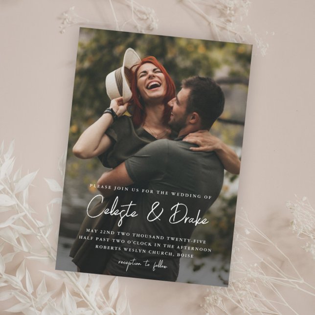 Invitation Magnétique Mariage photo avec écriture moderne (Créateur téléchargé)