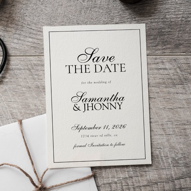 Invitation Magnétique Mariage Photo de Bordure de Script Élégant (Créateur téléchargé)