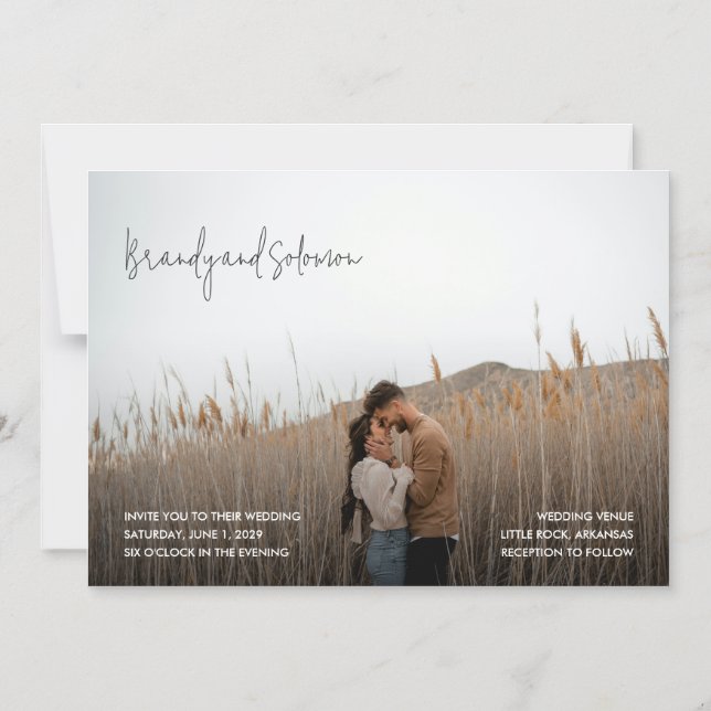 Invitation Magnétique Mariage Photo Élégant Moderne (Recto)