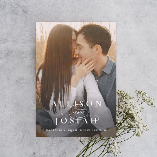 Invitation Magnétique Mariage Photo Enregistrer Typographie Élégante Cla (Créateur téléchargé)