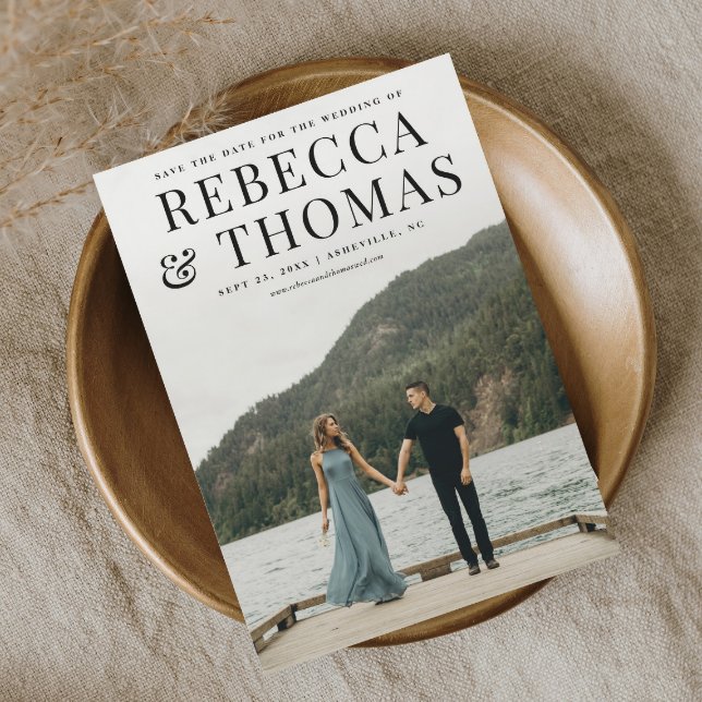 Invitation Magnétique Mariage photo portrait moderne enregistrer la date (Créateur téléchargé)