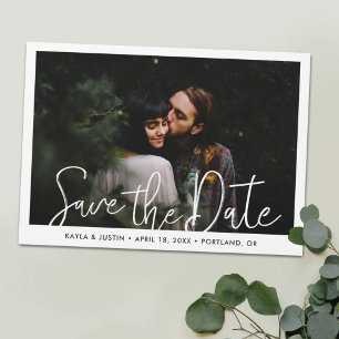 Invitation Magnétique Mariage Photo Simple Moderne Enregistrer La Date M