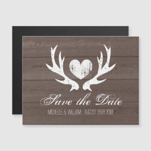 Invitation Magnétique Mariage rustique de cerf de bois enregistrer la da