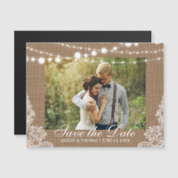 Mariage rustique toile de jute dentelle lumières S