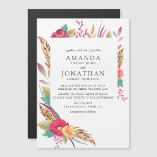 Invitation Magnétique Mariage Safari Floral Aquarelle