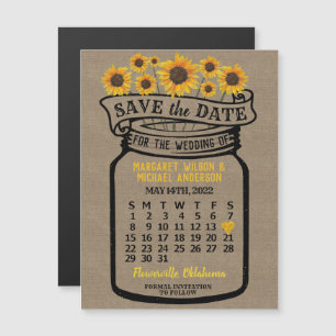 Invitation Magnétique Mariage Sauvez la date Mason Jar Farm mai 2022